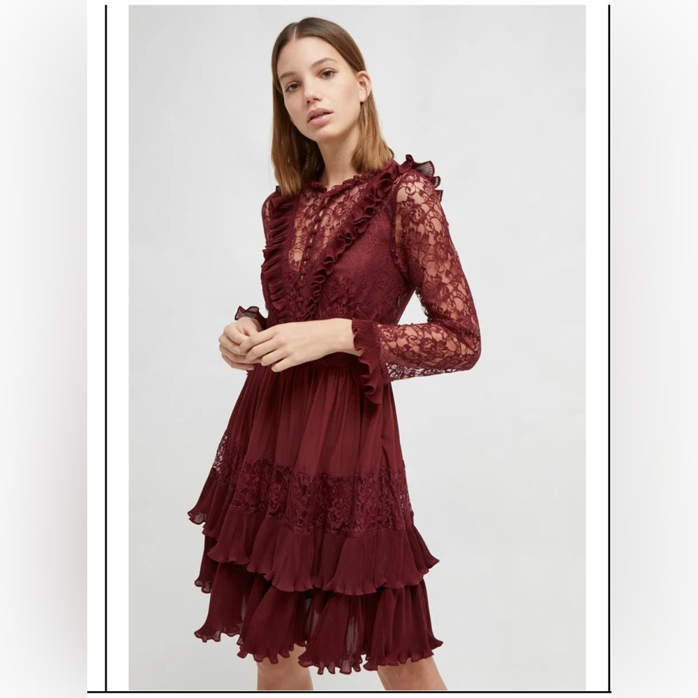 French Connection maroon lace dress